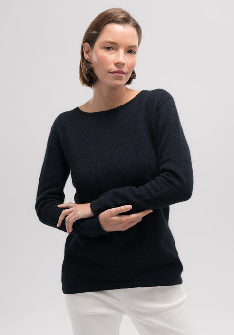 Classic Essence sweater with a boat neck & shaped hem, Exclusive Ecopossum blend, Untouched World, 50% merino, 40% possum & 10% mulberry silk blend, made in New Zealand, premium blend of fine ZQ certified merino, brush tail possum, featherweight softness with warmth & durability, luxurious, pill resistant, wool, washable, Shopology, tourist, sustainable, stylish, natural, merino yarn, lightweight, itch-free, fashion, easy-care, women’s wear,  local, exclusive CBD, Canterbury made