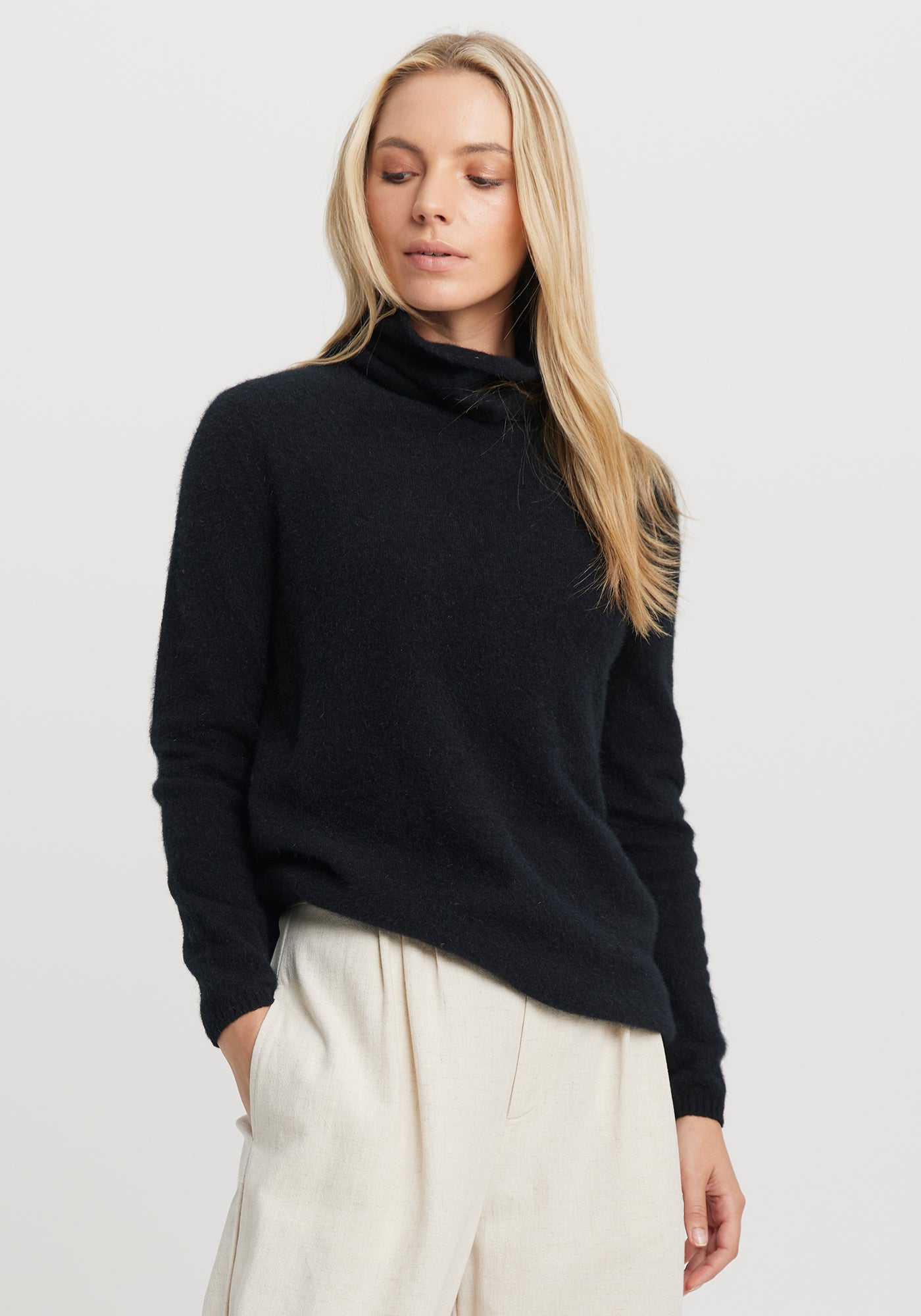 Untouched World, cashmere, possum & silk blend, eco & sustainable, Exclusive Kapua yarn, premium possum fibre blended with cashmere & mulberry Silk, luxuriously soft, lightweight, pill-resistant, itch free for sensitive skin, weightless warmth, pill-resistant, silky soft & comfortable, gift, women’s wear, knitwear, Made in New Zealand, stylish, washable, natural, eco-friendly, clothing, breathable, biodegradable, Shopology, float sweater, roll neck, exclusive CBD, local, Canterbury made