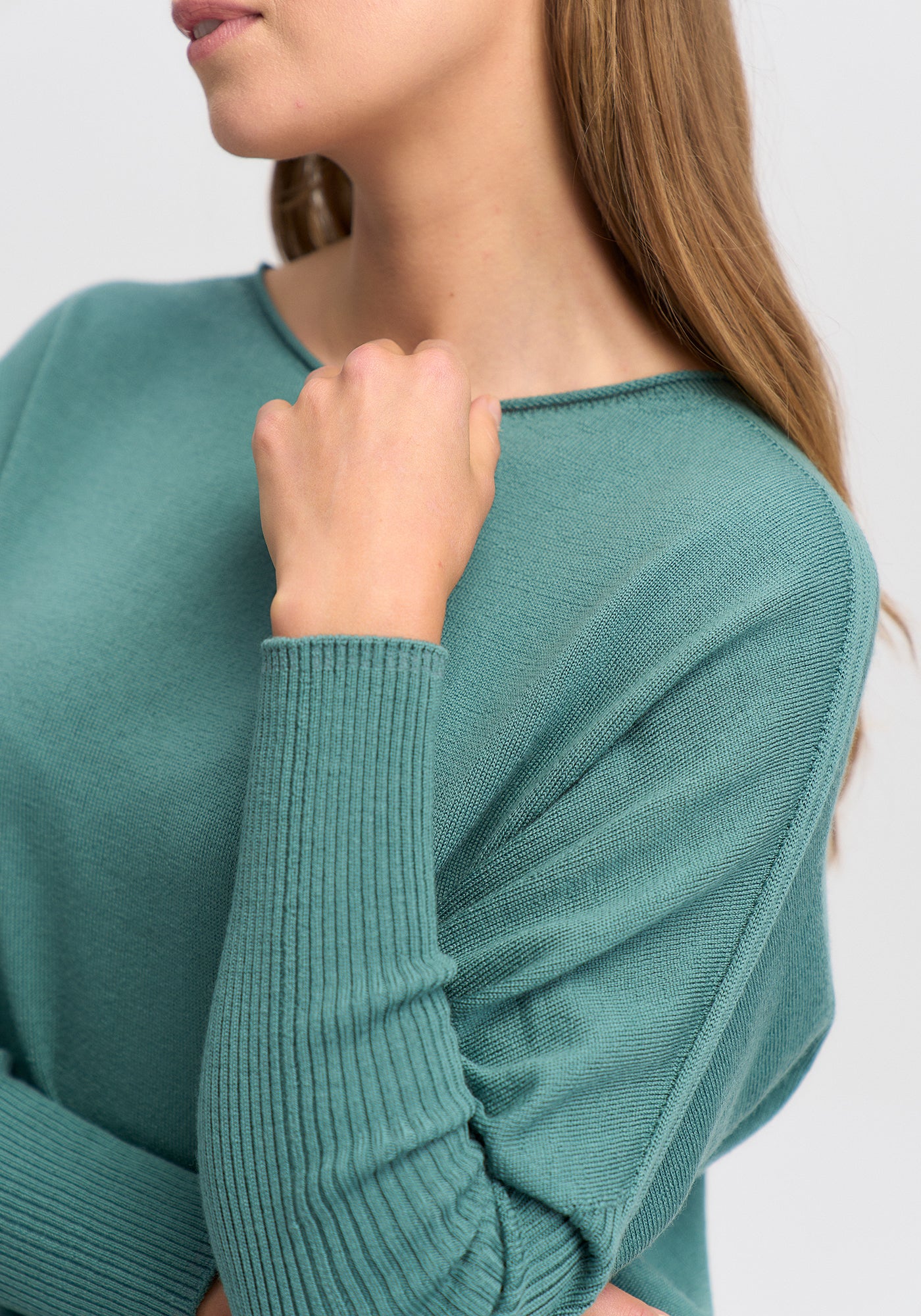 The Mira Sweater from Untouched World's Merino collection available shopology, Christchurch CBD. Mira is soft, warm, and flatters a whole lot of bodies with its graceful ribbed, dolman sleeves and boat neckline. Made from UTW's machine washable merino, it’s super easy care and perfect for autumn through to spring with its fitted hem and sleeves to keep the cold out. In warmer climate's works well in the Winter too. An elegant Style to take you anywhere.