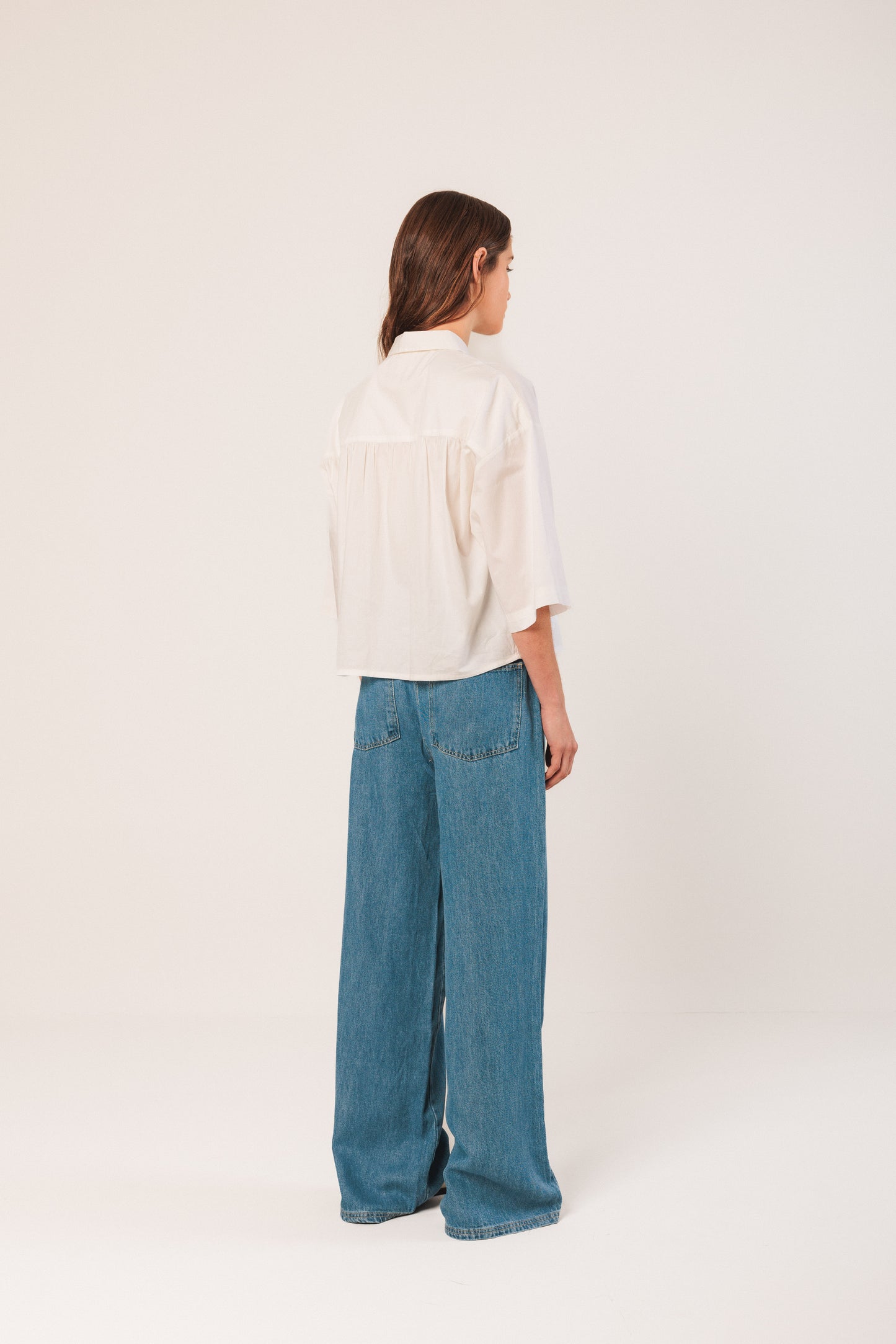 Boxy Cropped Poplin Shirt