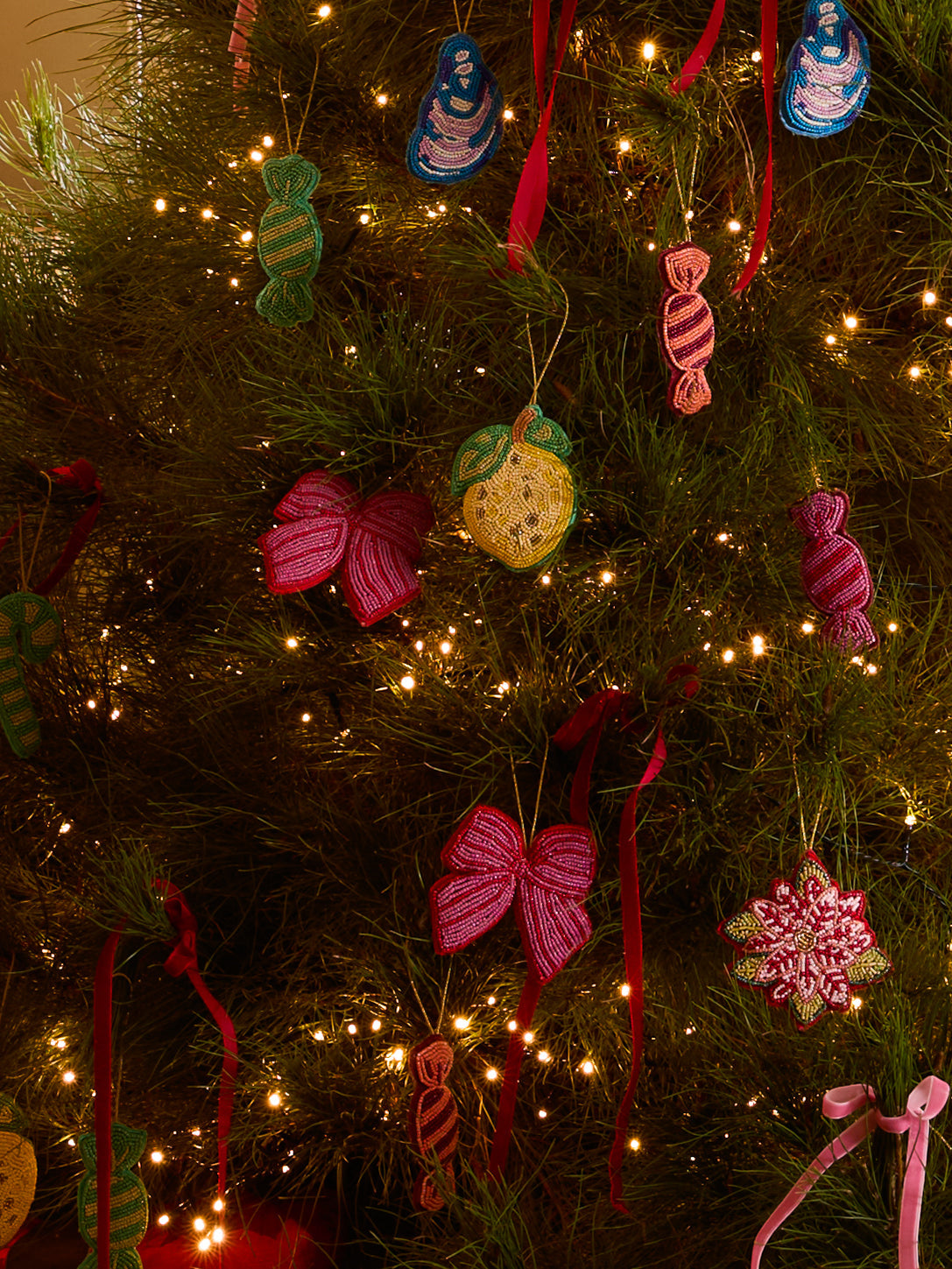 Hanging Pink Beaded Bow