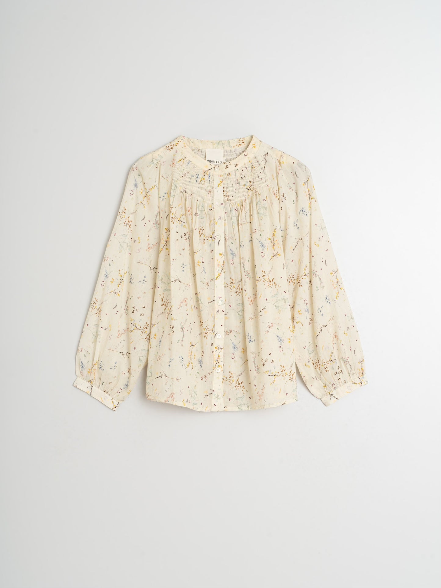 Floral Raglan Top with Buttons