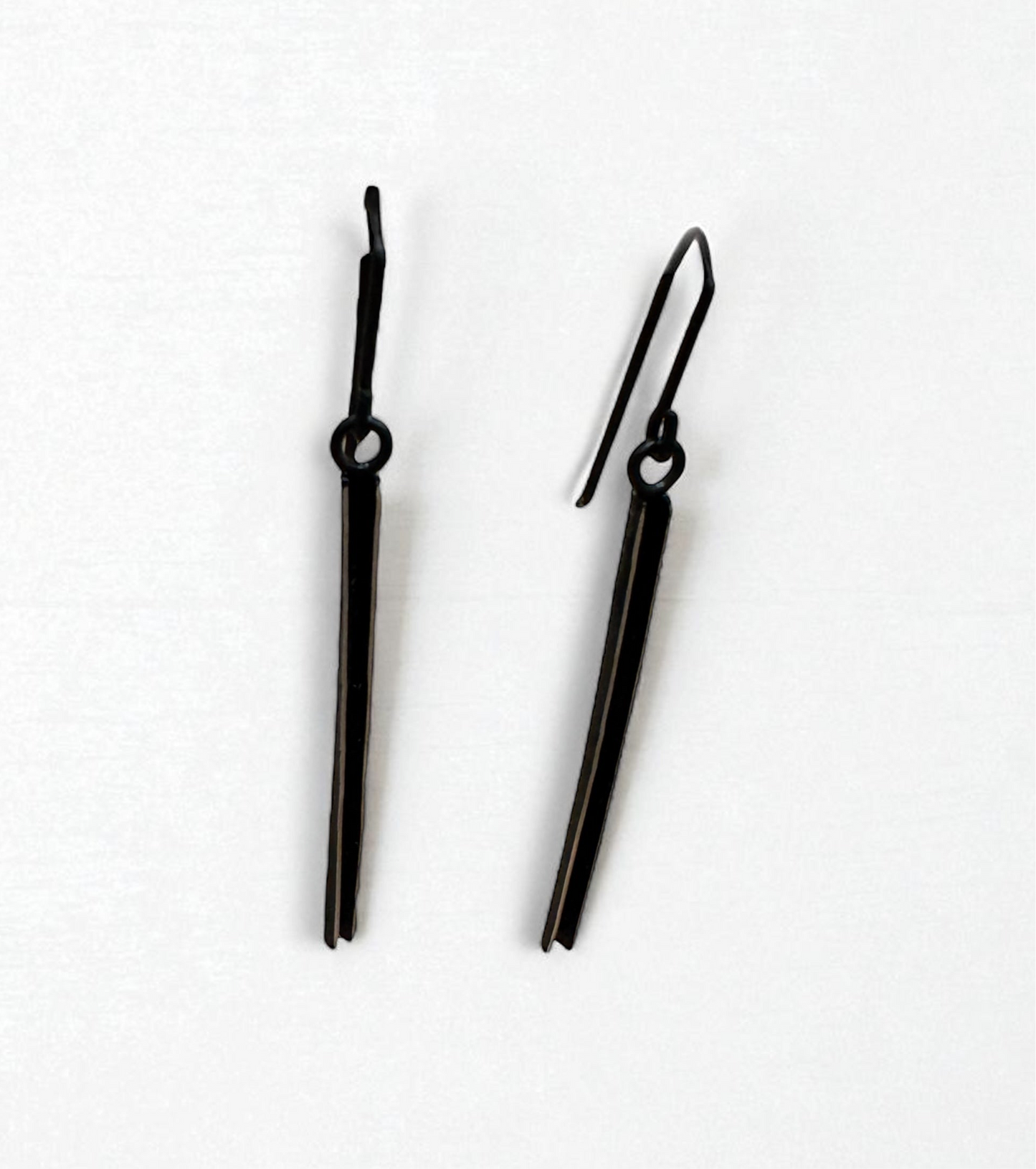 Sterling Silver, Black Oxidation, Long Line Earrings