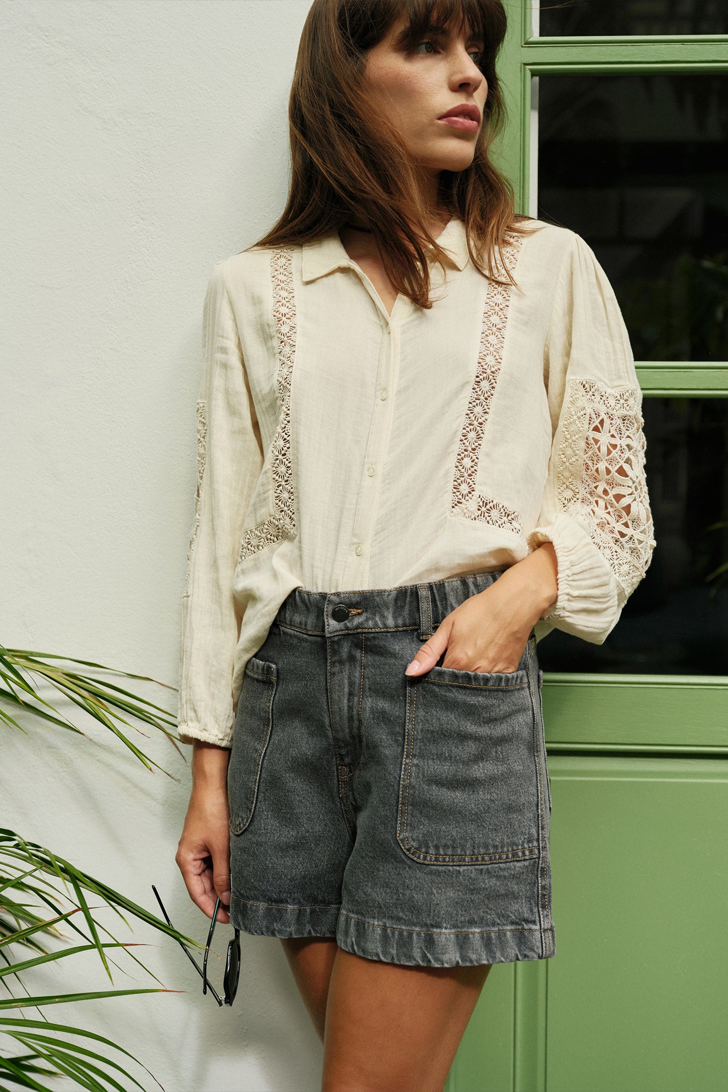 Romantic Blouse with Lace Inserts