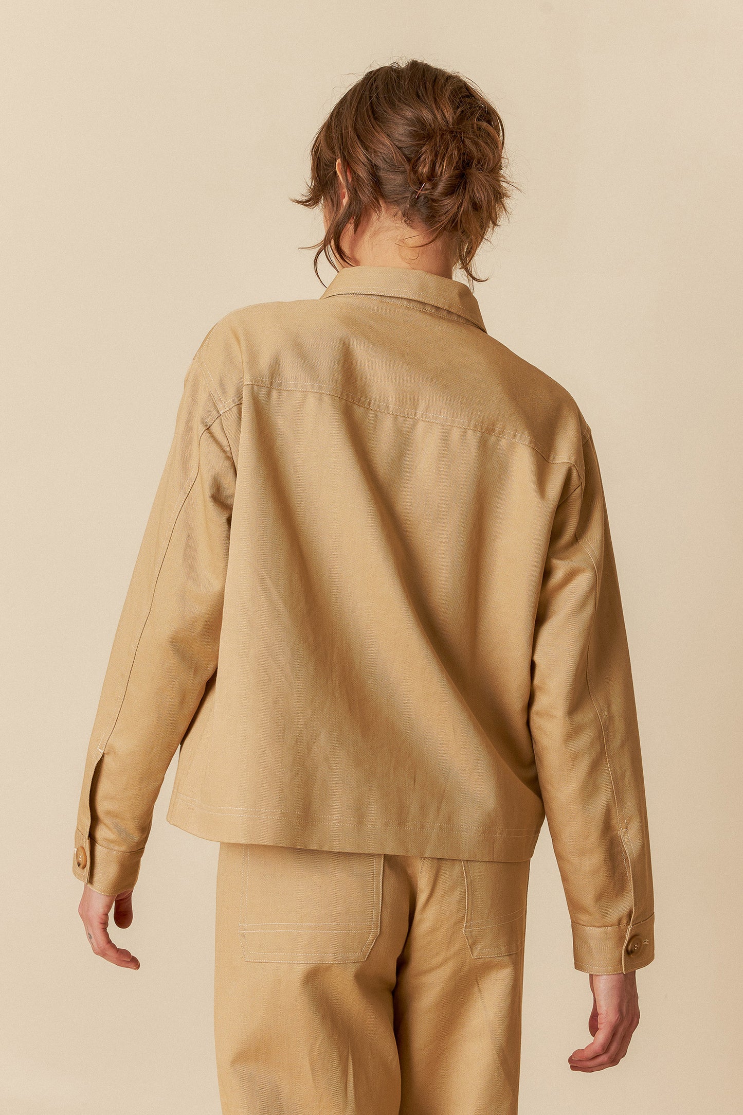 Structured Twill Buttoned Jacket