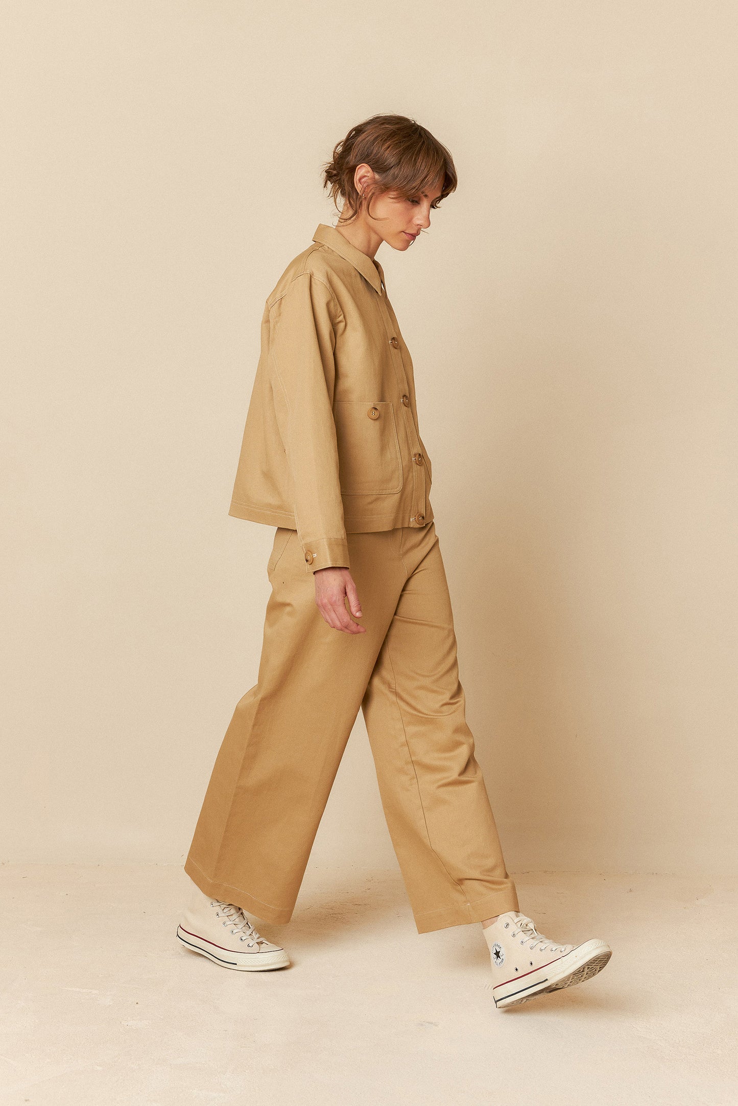 Structured Twill Buttoned Jacket