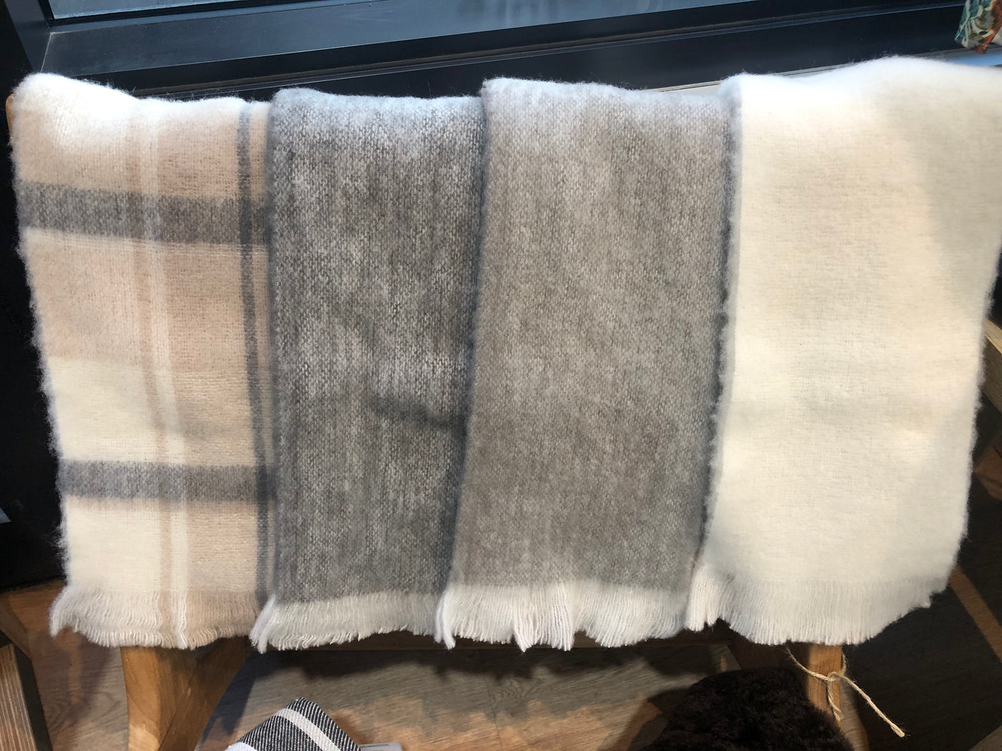 luxurious & lightweight scarf, shopology, Masterweave, made in New Zealand, Organic merino from certified Organic farm, wool is either natural or dyed, unisex scarf, excellent gift for overseas, boxed, beautiful package, natural colours, width 18cm / length 189cm, CBD, luxurious & soft scarf