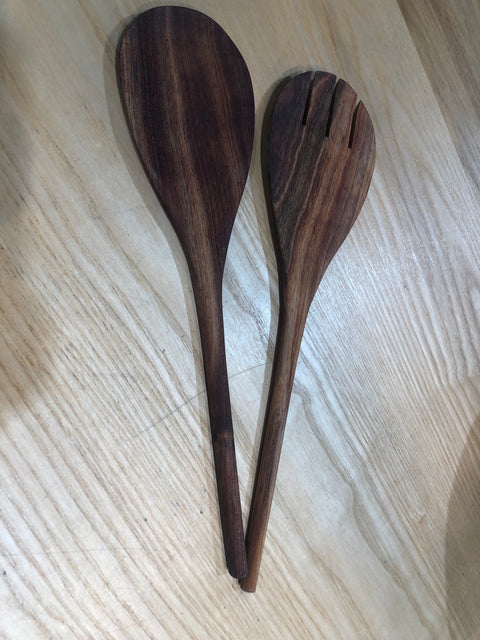 Beautiful acacia spatulas, salad servers and cooking spoons made especially for Shopology by Steve in Christchurch.  Handcrafted from recycled Blackwood.  A wonderful gift for your friends or for those travelling overseas.  Measurements:  Spatula: 32cm  Cooking spoon: 33cm  Salad servers: 33cm 