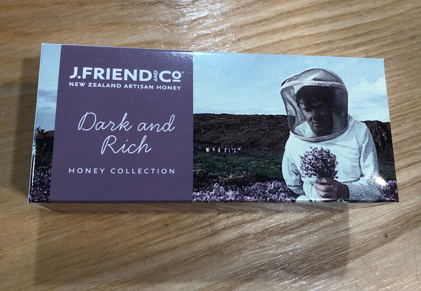 Available shopology Christchurch, CBD, J.Friend Honey collection, Tea Pairing, Dark & Rich, NZ Native Botanicals, Cheese Pairing. A unique collection of 3x30gram honeys hand packed in glass jars & boxed with information on packaging. A great gift for honey lovers made here in Christchurch, Canterbury. Manuka honey, Beechwood Honeydew honey, Wild Thyme Honey