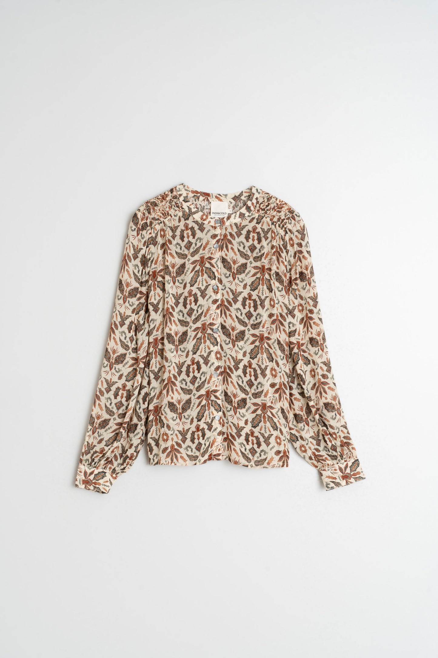 Smocked Front Autumn Pattern Top