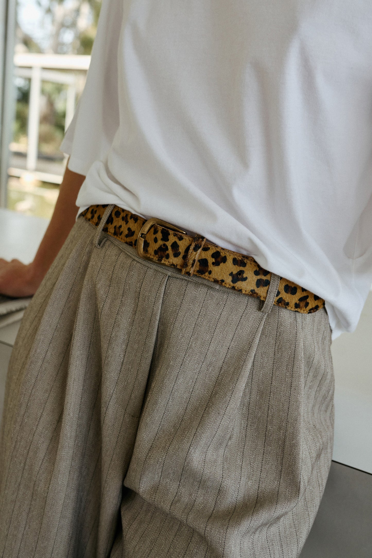 Leather Animal Print Belt