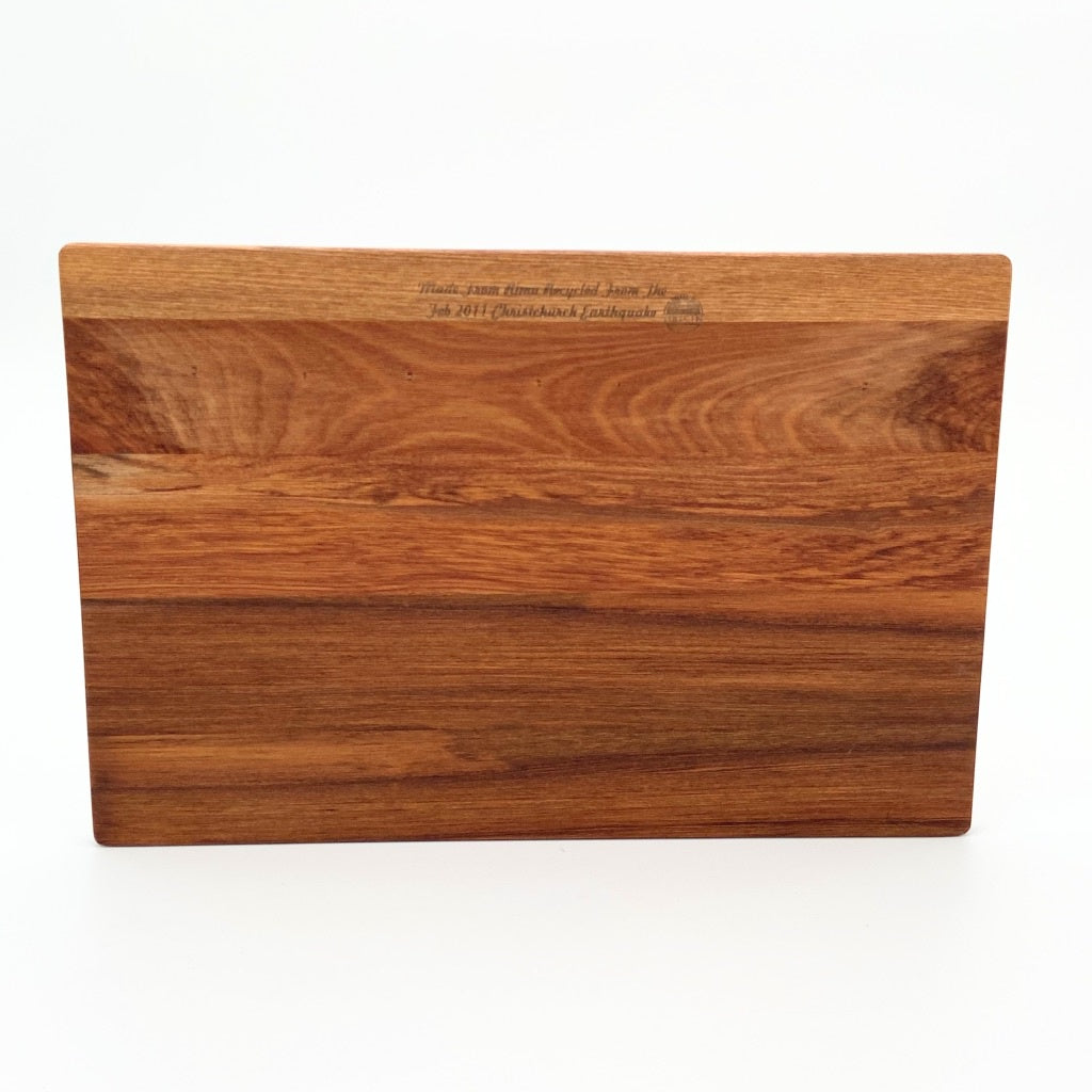 Rimu small board, a great gift for tourists, versatile board & very lightweight, Canterbury made, made in New Zealand, shopology, local, recycled from the Christchurch earthquake in 2011. Beautiful boards with a story that you can use everyday, native New Zealand rimu, artisan, sustainable, multi-purpose