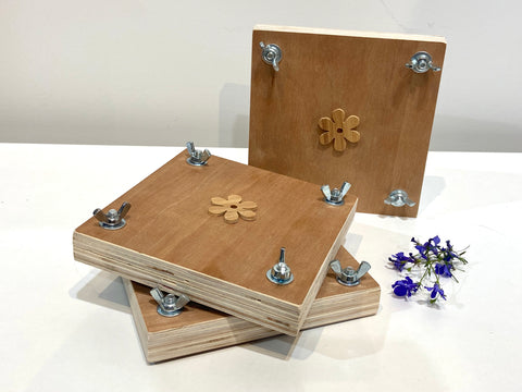 Hand crafted Flower Press available exclusive shopology, Christchurch CBD.  Excellent as a gift to preserve all those beautiful flowers. Ideal for children to learn how to appreciate nature.  The Flower Press comes in two sizes.  Small = 15cm / 15cm  Large = 30cm / 15cm   