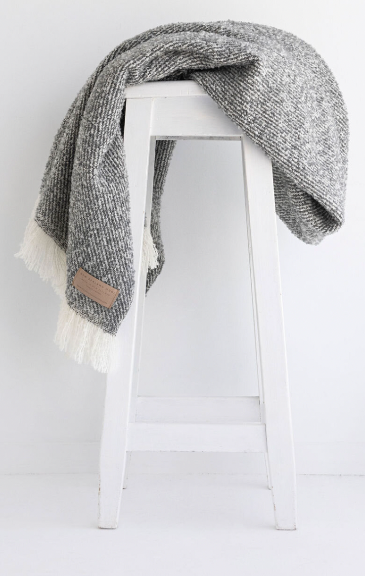 masterweave, boxed throw, blanket, lightweight, sustainable, contemporary colours, made in NewZealand, Shopology, wool twill throw, boucle yarn provides incredible softness, excellent gift for overseas, tourist, exclusively sourced & produced in New Zealand