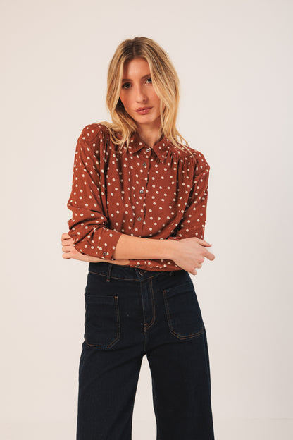 Brown Polka Dot Blouse