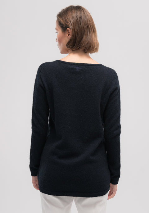 Classic Essence sweater with a boat neck & shaped hem, Exclusive Ecopossum blend, Untouched World, 50% merino, 40% possum & 10% mulberry silk blend, made in New Zealand, premium blend of fine ZQ certified merino, brush tail possum, featherweight softness with warmth & durability, luxurious, pill resistant, knitwear, wool, washable, Shopology, tourist, sustainable, stylish, natural, merino yarn, lightweight, itch-free, fashion, easy-care, women’s wear,  local, exclusive CBD, Canterbury made