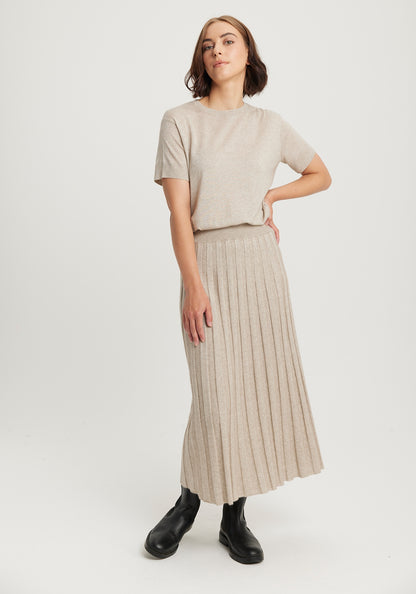The Ella Skirt available shopology Christchurch, CBD.  Introducing the Ella Knit Skirt, made to pair with your EcoTree™ knits. Crafted from breathable TENCEL™, merino, and ultra-fine possum, it will keep you cosily cocooned in luxury. Featuring a wide waistband, it's all about style and luxury. It's the most comfortable skirt to wear, glides&nbsp; so nicely over your hips. Looks amazing with any of the EcoTree Knits.