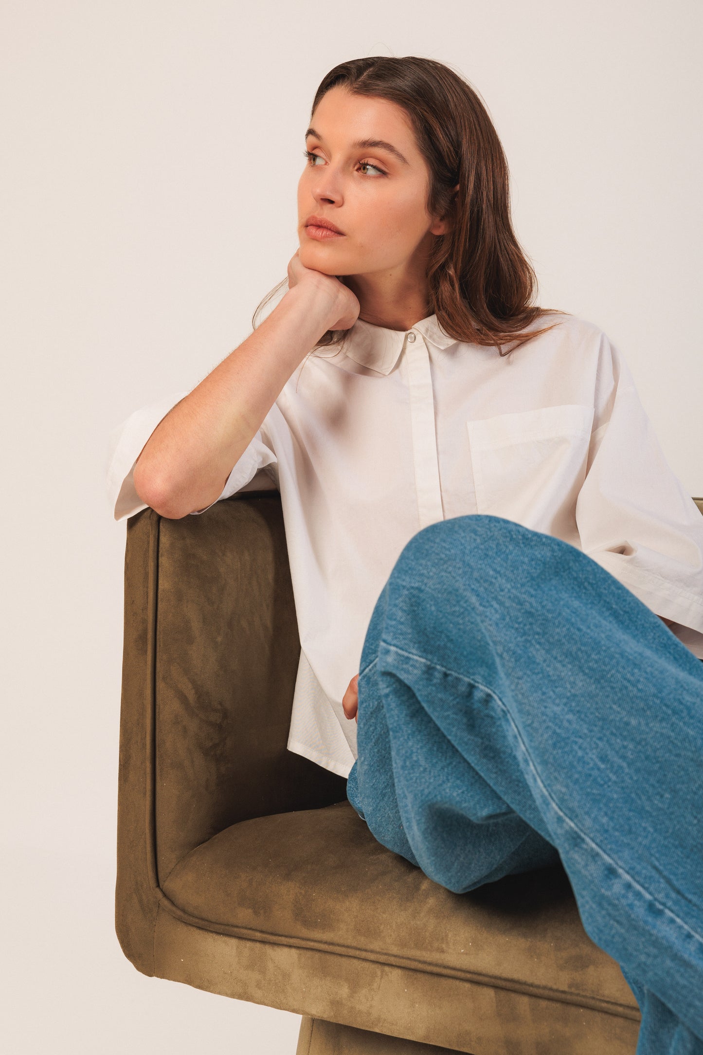 Boxy Cropped Poplin Shirt