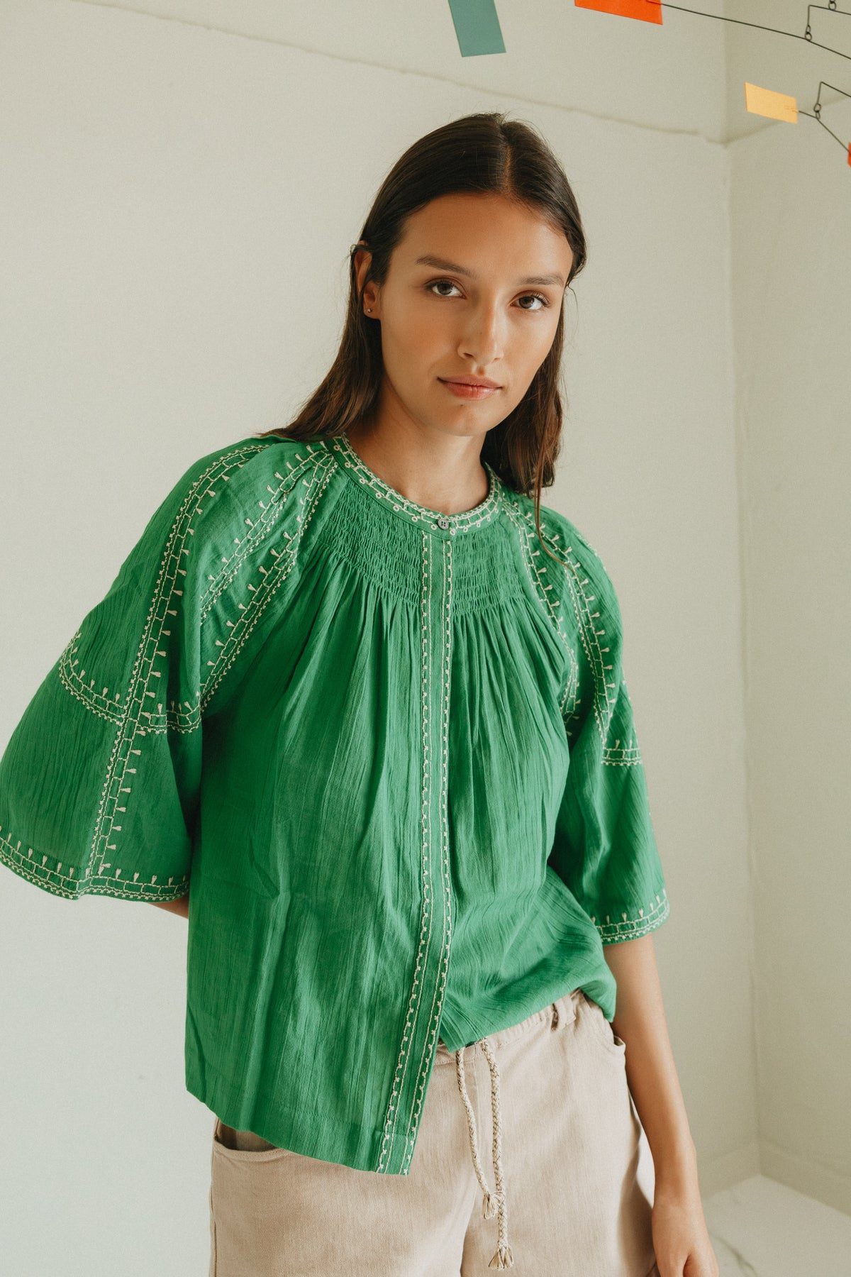 Cotton Bell Sleeve Shirt
