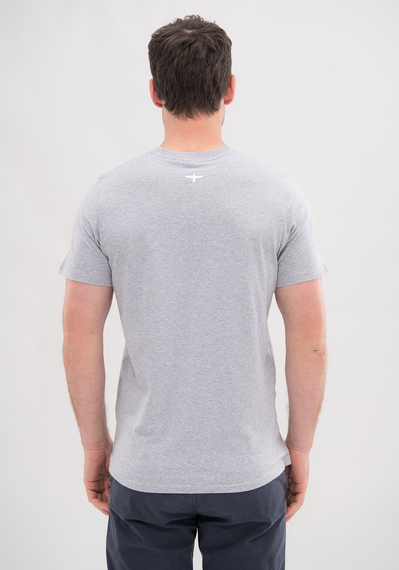  Untouched World Project U Tee created from organic cotton fibres, 100% fair-trade organic cotton, crew neck, shopology, excellent breathability, hypoallergenic, odour resistant, features UTW’s signature kite print, exclusive CBD, local, grey T with white kite design