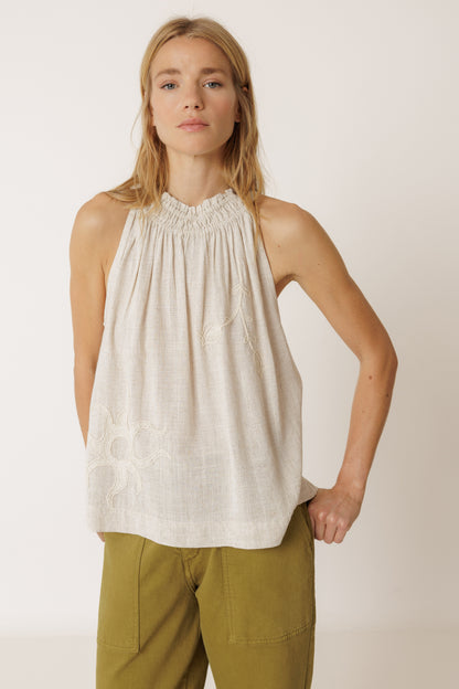 Embroidered Halter Top