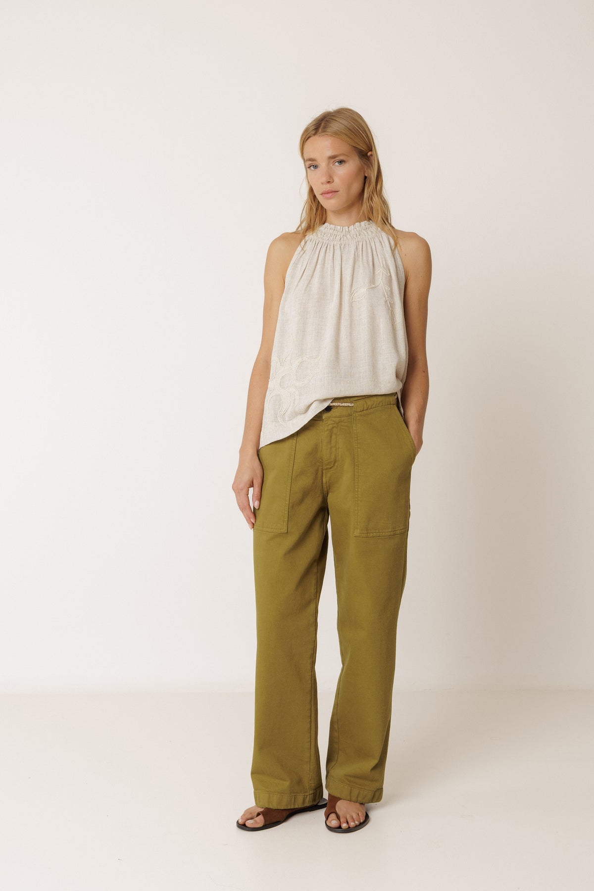 Embroidered Halter Top