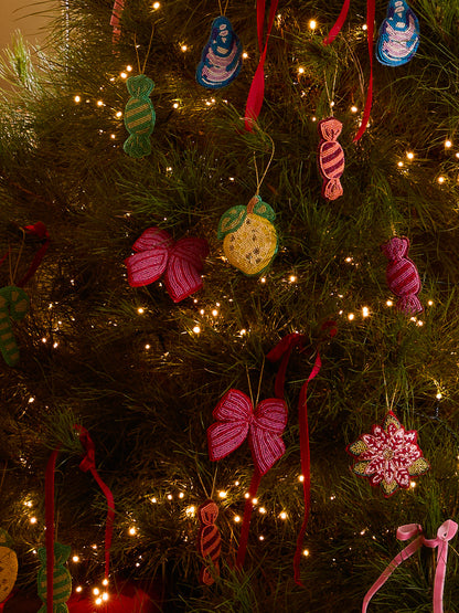 Hanging Pink Beaded Bow