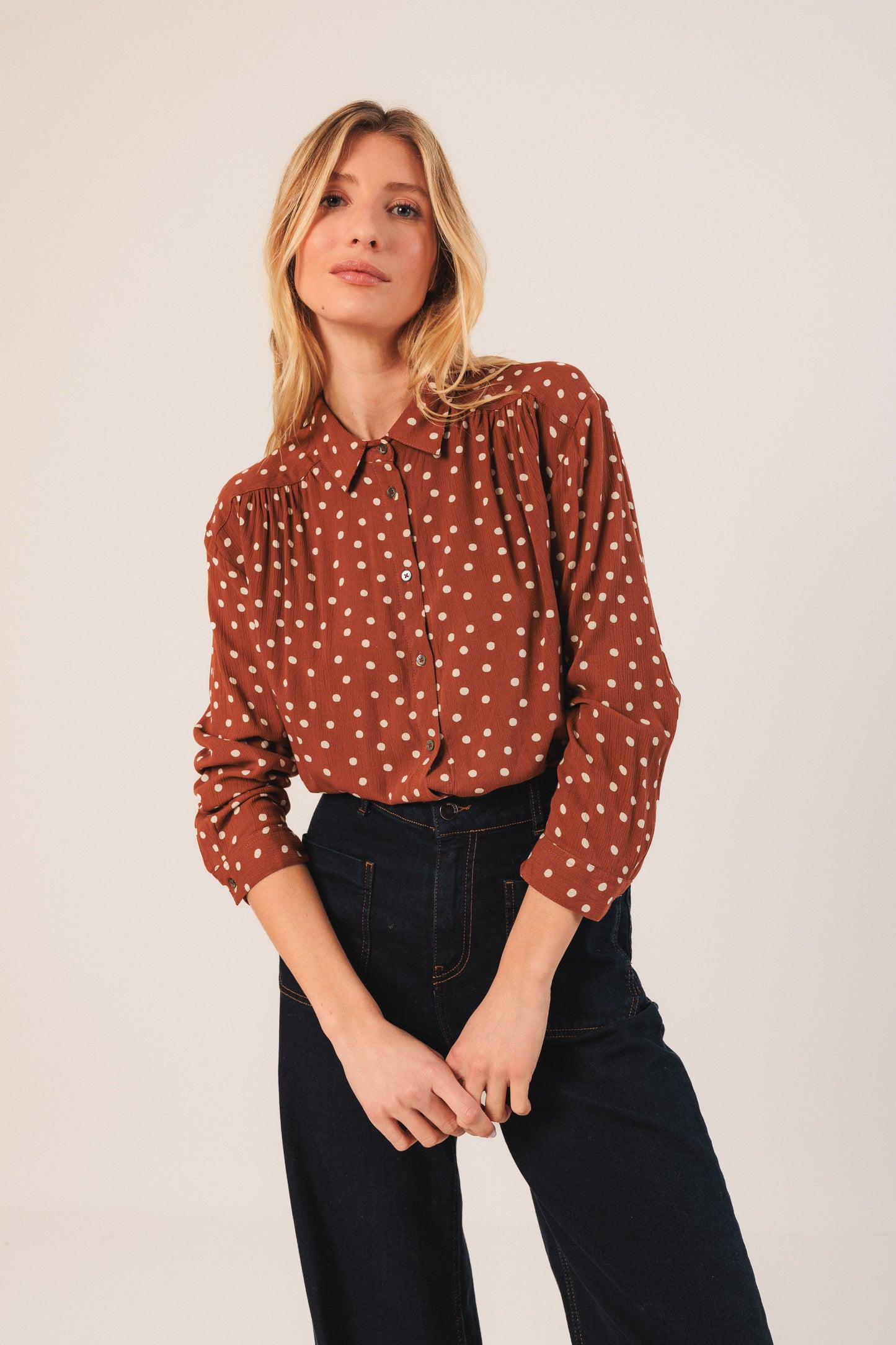 Brown Polka Dot Blouse