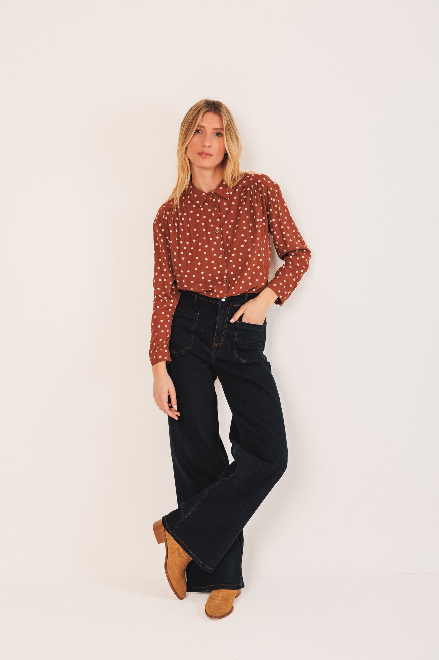 Brown Polka Dot Blouse