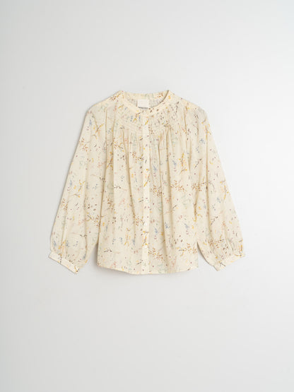 Floral Raglan Top with Buttons