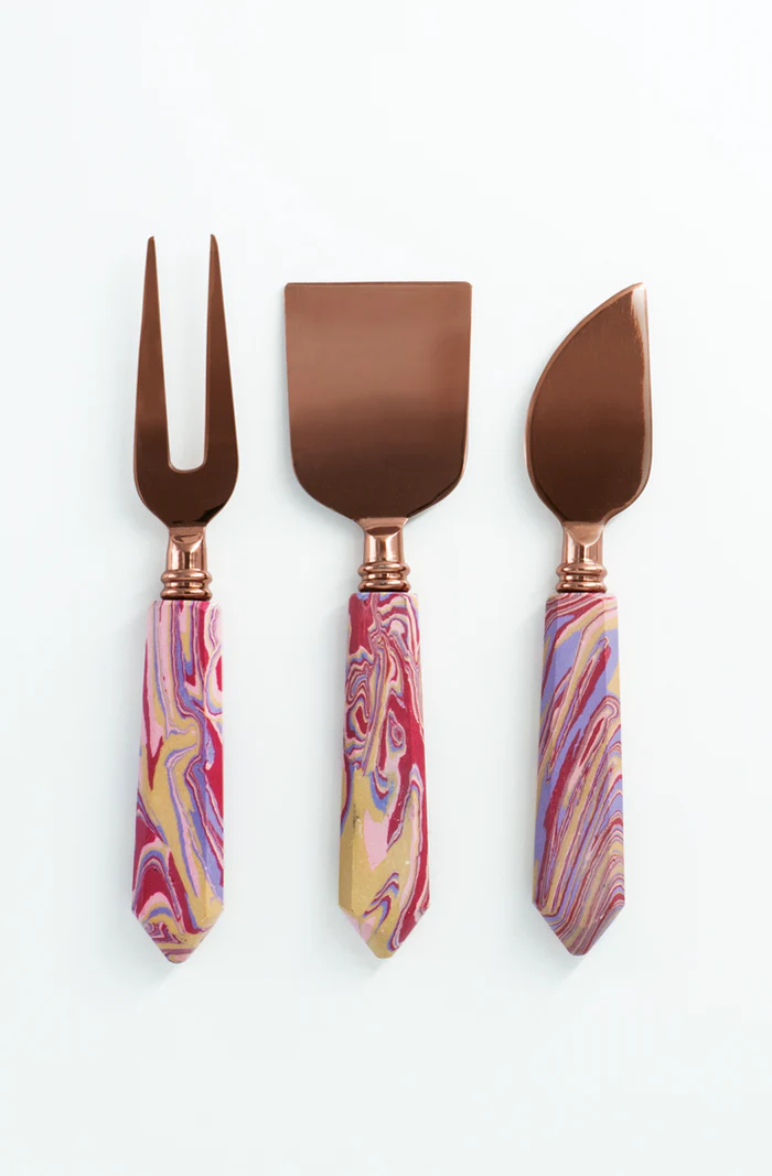 Cheese Knife Set -Pink Marble