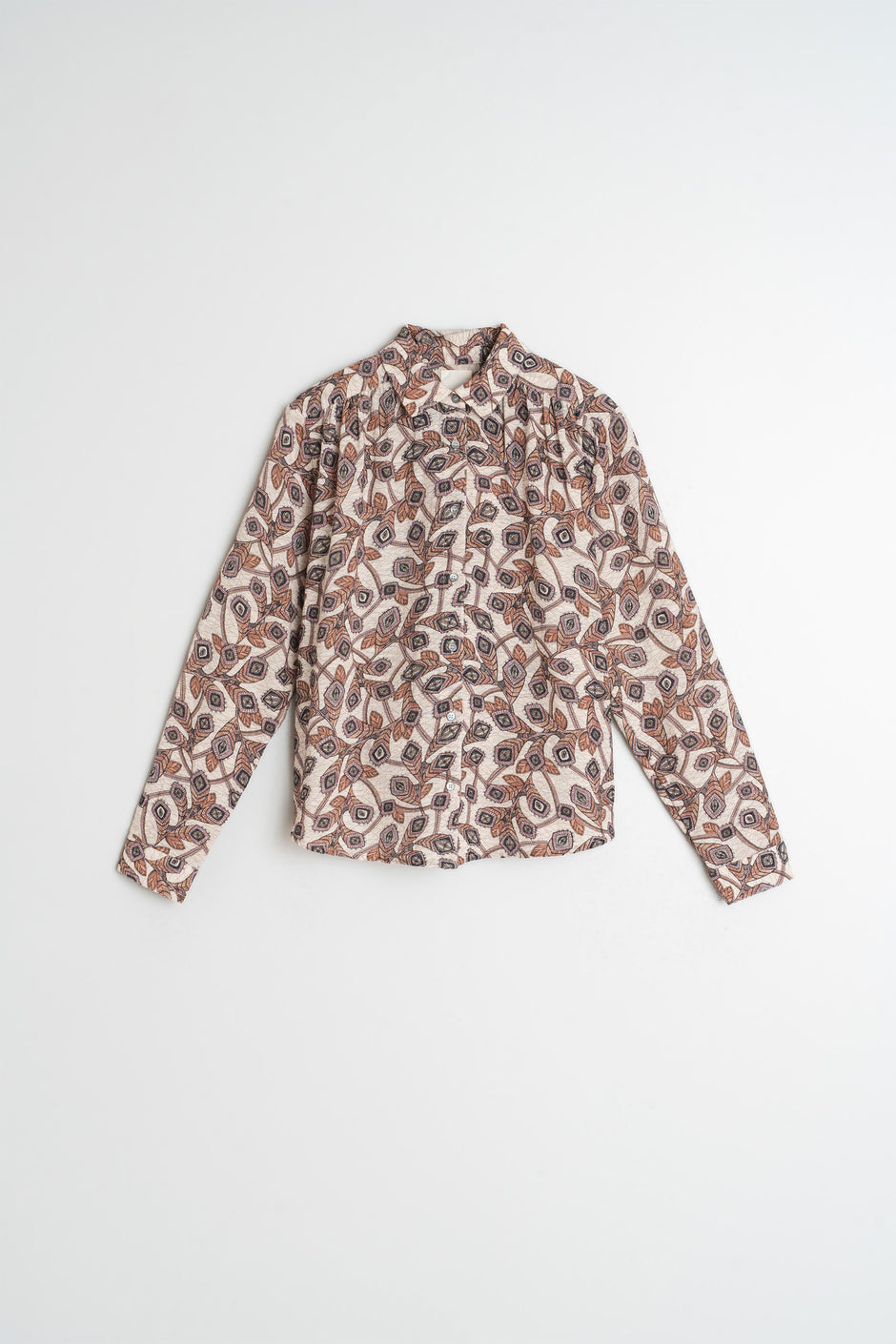 Neutral Colour Print- Long Sleeve Cotton Shirt