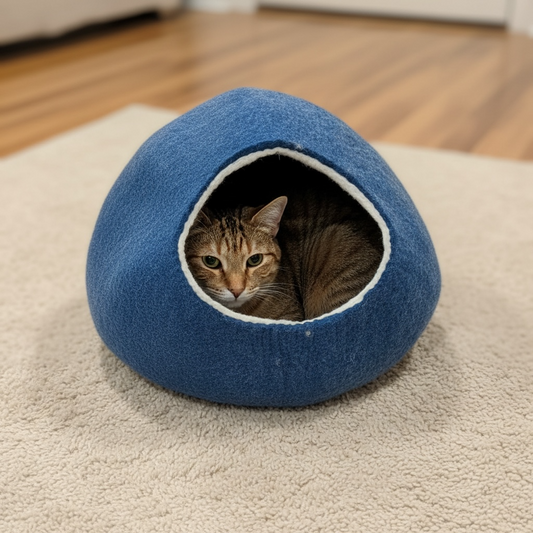 Felted Cat Caves/ Pods -Cobolt Blue