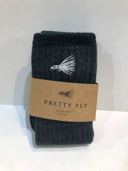 Pretty Fly Merino socks available shopology Christchurch CBD.  100% Merino Wool Socks made in New Zealand.&nbsp;  One of the remarkable characteristics of merino wool is its ability to regulate body temperature. It has natural insulating properties, which means it keeps you warm in cold weather and cool in warm weather.