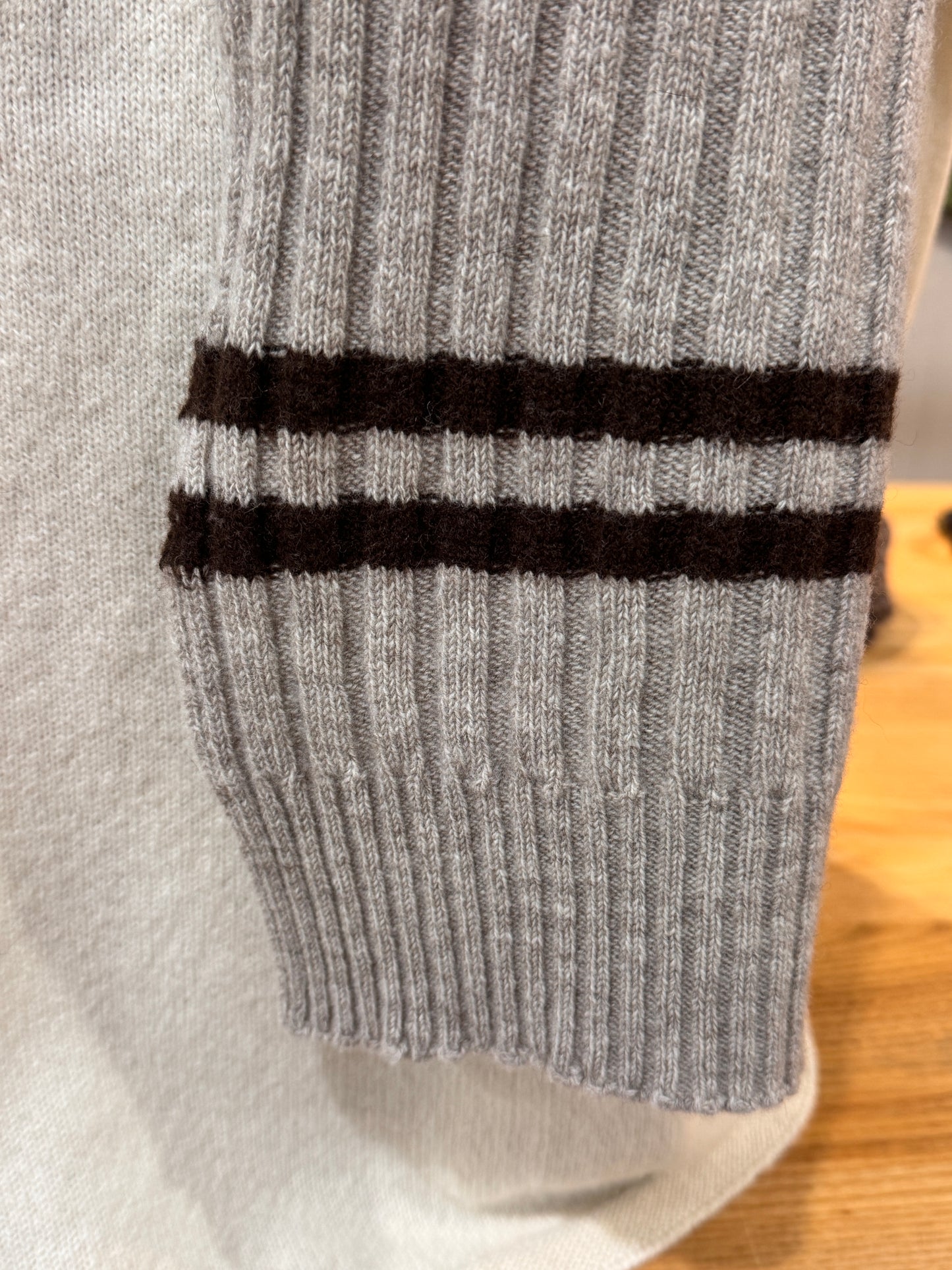Chunky Rib Scarf With Contrast Stripe