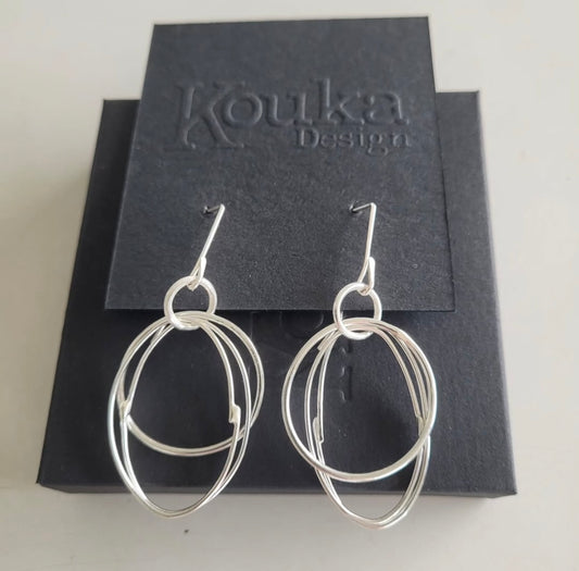 Silver Triple Hoops - earrings