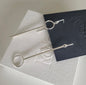 Silver Long Bar with Circle - earrings
