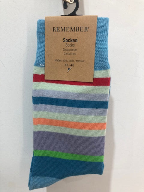 socks, happy socks, bright striped socks, cotton/nylon & spandex socks, soft, above ankle socks, Shopology, remember socks