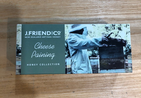 Available shopology Christchurch, CBD, J.Friend Honey collection, Tea Pairing, Dark & Rich, NZ Native Botanicals, Cheese Pairing. A unique collection of 3x30gram honeys hand packed in glass jars & boxed with information on packaging. A great gift for honey lovers made here in Christchurch, Canterbury, Kamahi honey, Blue Borage Honey, Wild Thyme honey