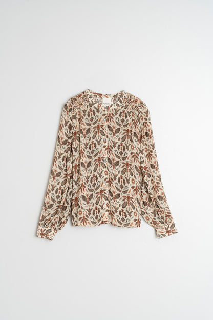 Smocked Front Autumn Pattern Top