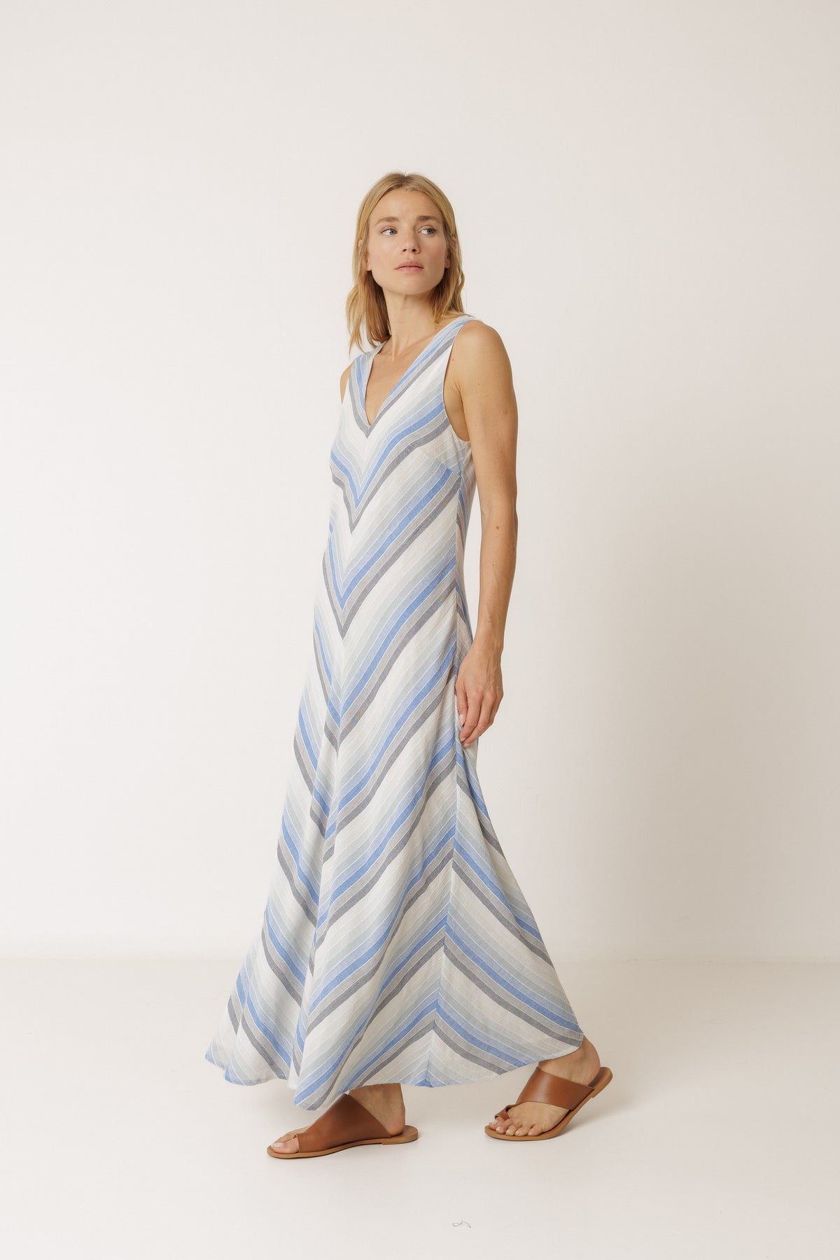Striped Maxi A-Line Dress