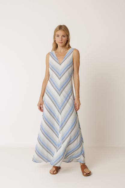 Striped Maxi A-Line Dress