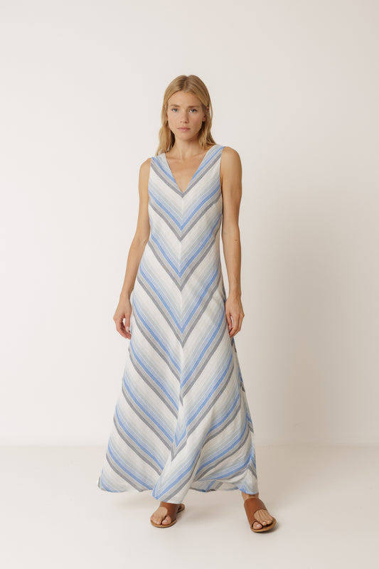 Striped Maxi A-Line Dress