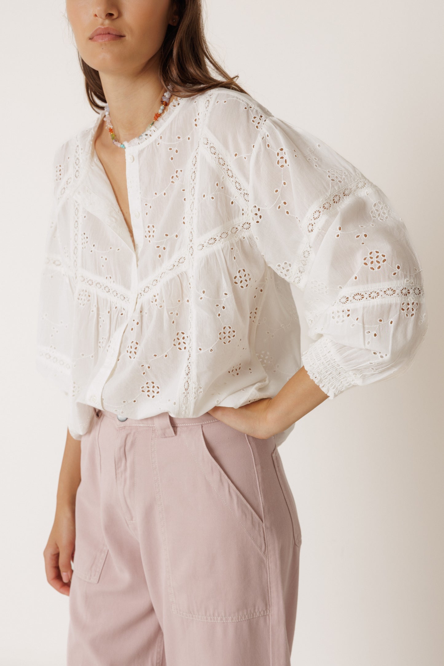 Shirt with Schiffli Embroidery