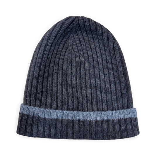 Undyed Knit Beanie with Contrast