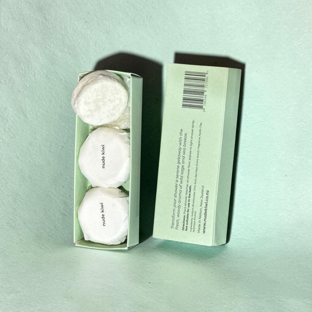 open box of shower steamer from Nude Kiwi