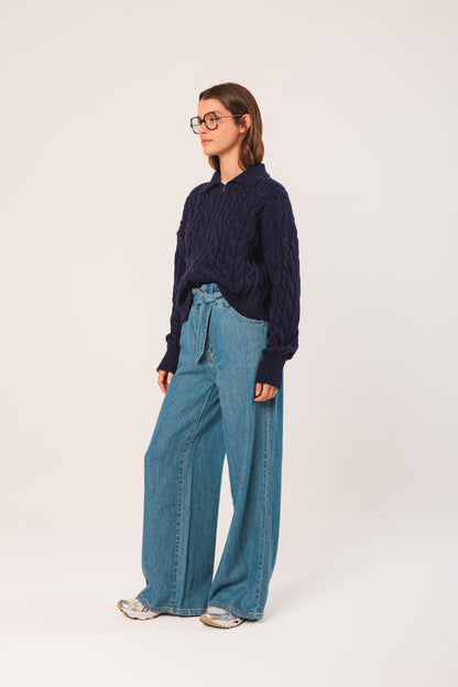 Izzy Zip Cable Cardigan