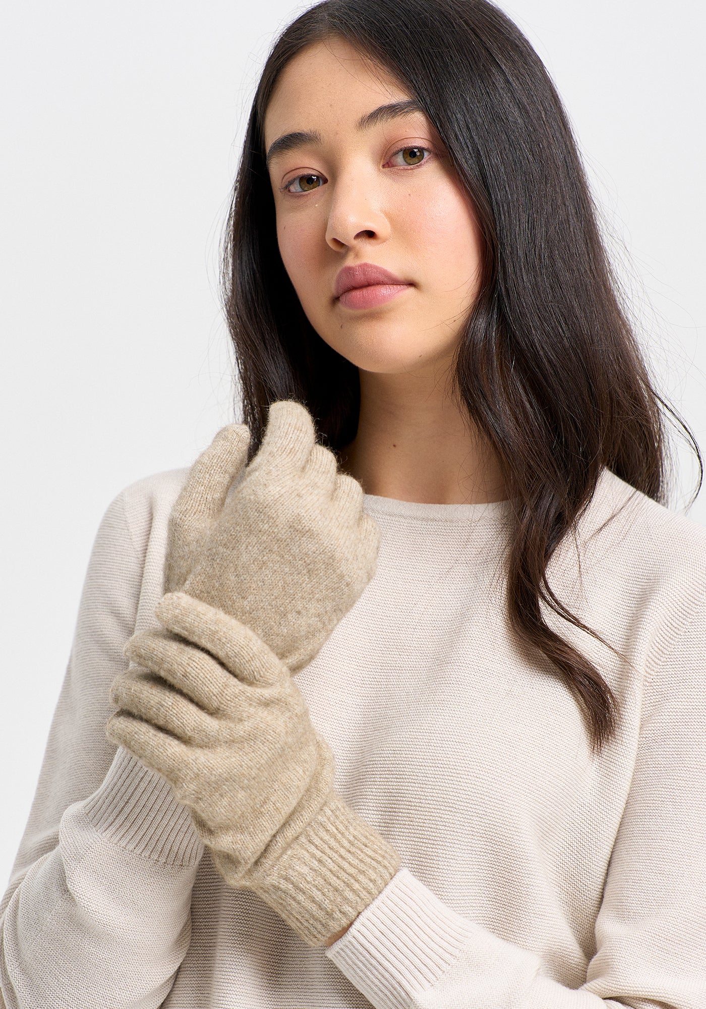 Cosy gloves using exclusive Ecopossum blend, Untouched World, 50% merino, 40% possum & 10% mulberry silk blend, made in New Zealand, premium blend of fine ZQ certified merino, brush tail possum, featherweight softness with warmth & durability, luxurious, pill resistant, eco & sustainable, gift, New Zealand wool product, knitwear, wool, washable, Shopology, tourist, sustainable, stylish, natural, merino yarn, lightweight, itch-free, fashion, easy-care, unisex gloves, local, exclusive CBD, Canterbury made
