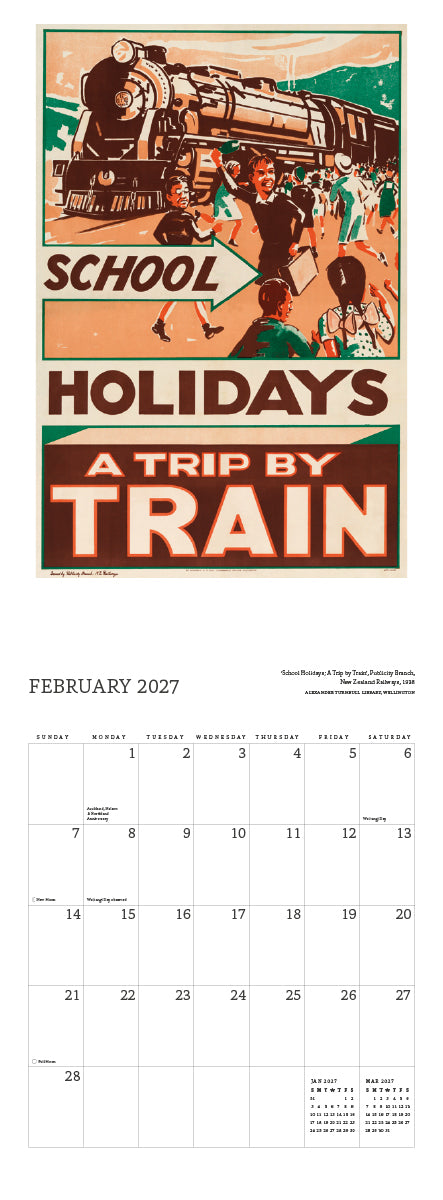New Zealand Vintage Poster Calendar 2027