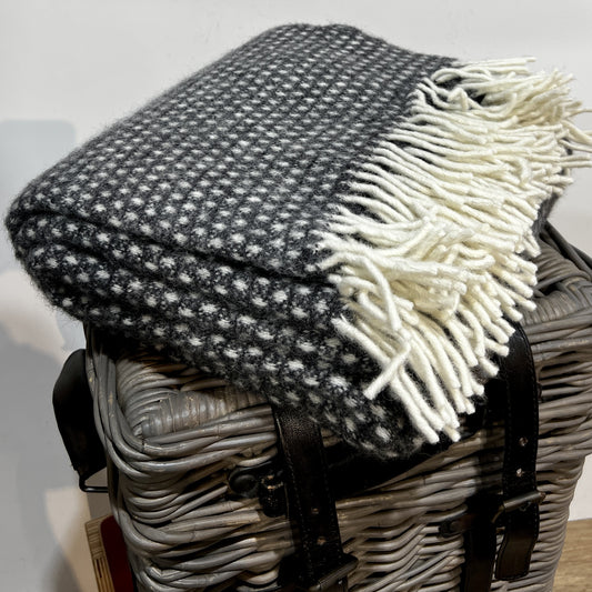 Knut Woven lambs Wool Throw - Dark Grey. Available at www.shopology.co.nz 